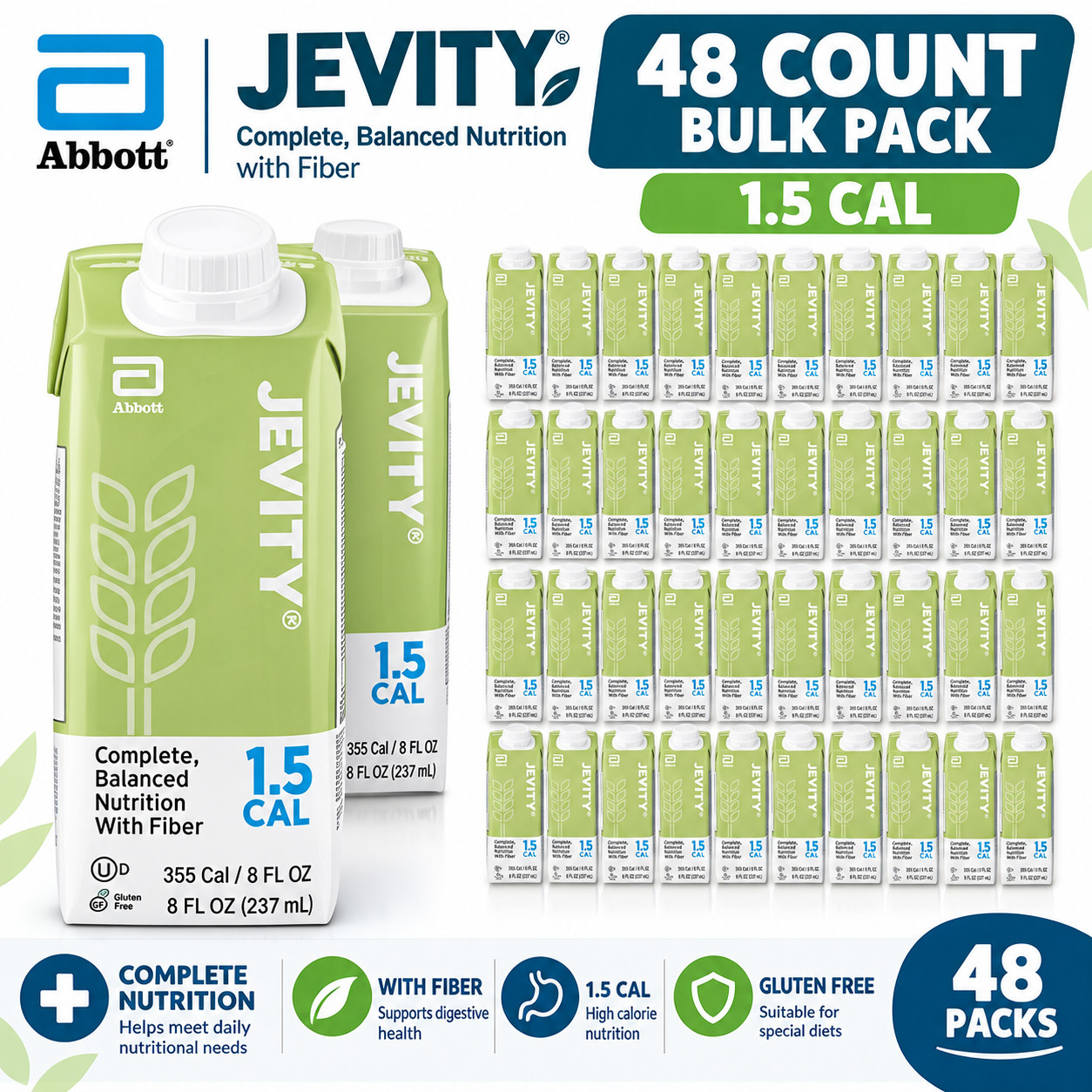 Jevity 1.5 Cal Tube Feeding Formula with Fiber, 8 oz, 48 ct, Exp 2027