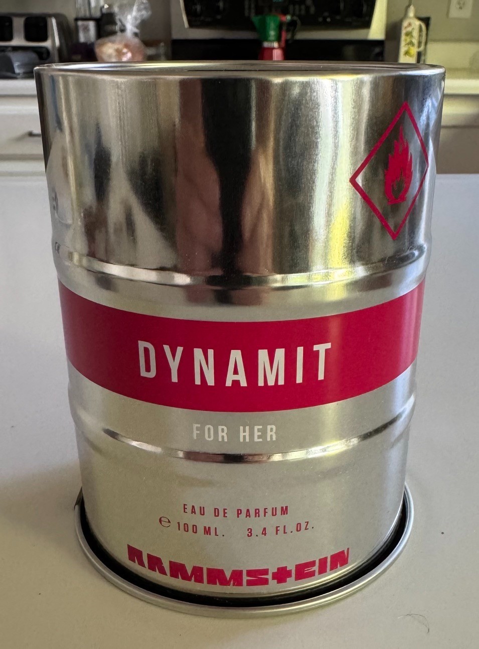 Rammstein Dynamit 3.4oz EDP fragrance for her.  Brand new in Tin.