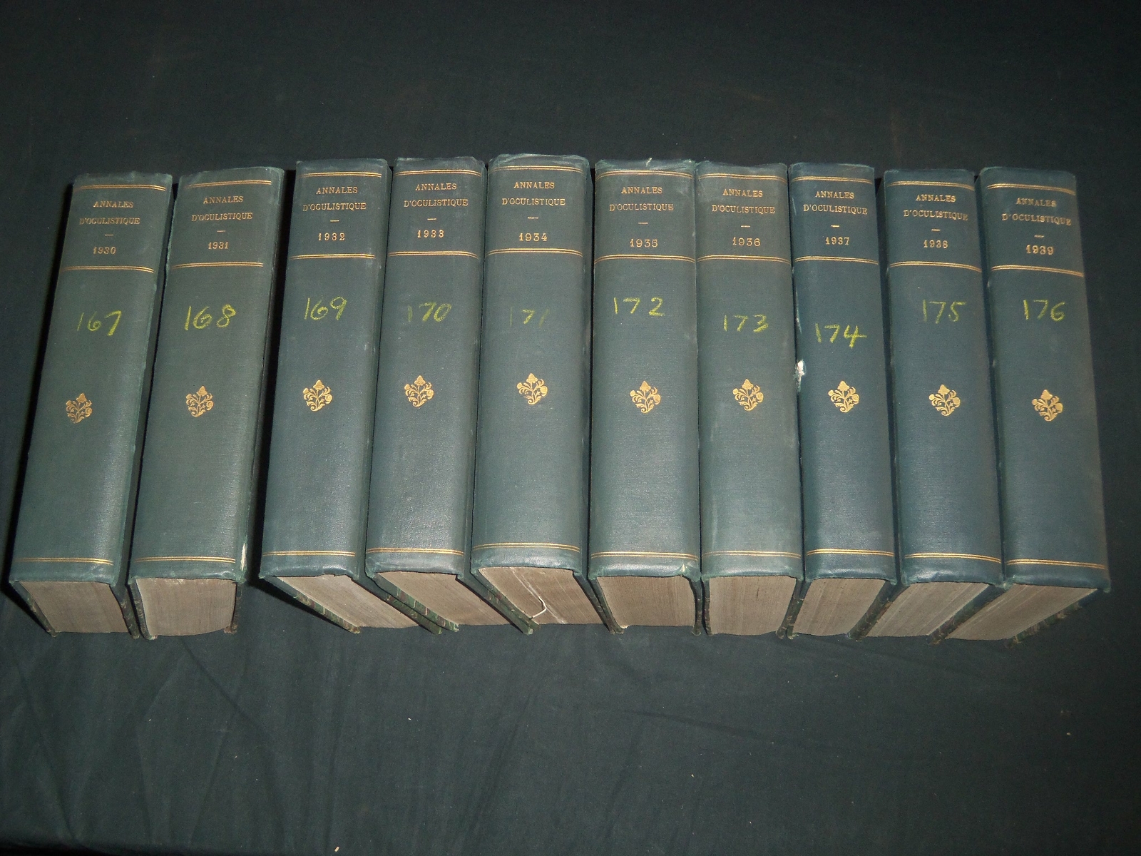 1930-1939 ANNALES D'OCULISTIQUE FRENCH VOLUMES LOT OF 10 - NICE PLATES - KD 2186
