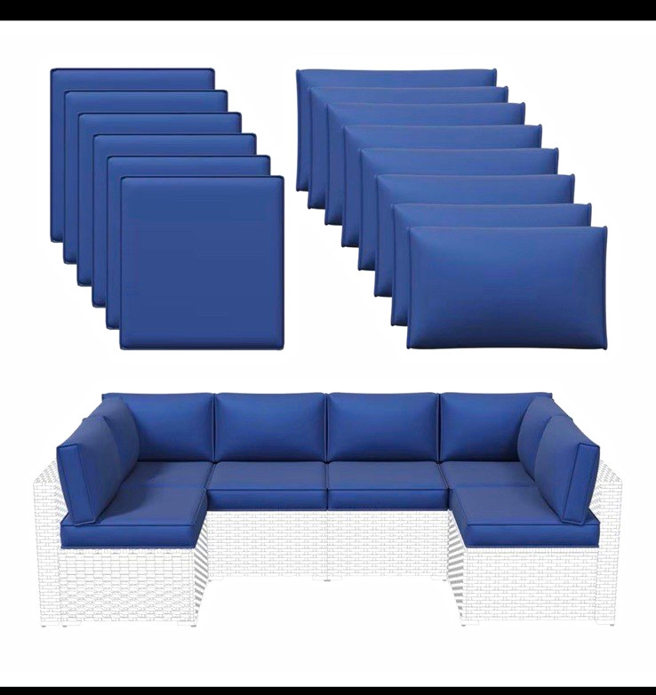 Blue 14-Piece Patio Sofa Cushion Set Blue 14-Piece Patio Sofa Cushion Set