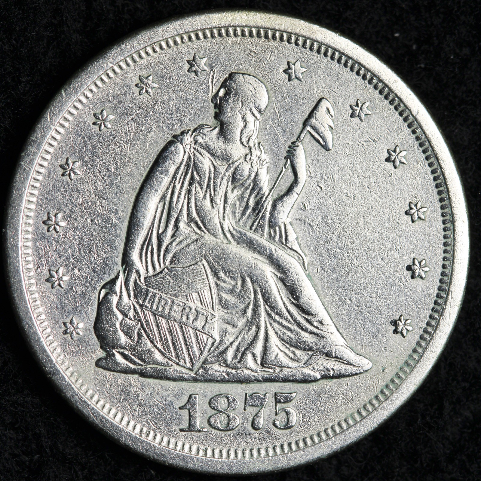 1875-S Twenty Silver Cent Piece AU E348 TIKCBM