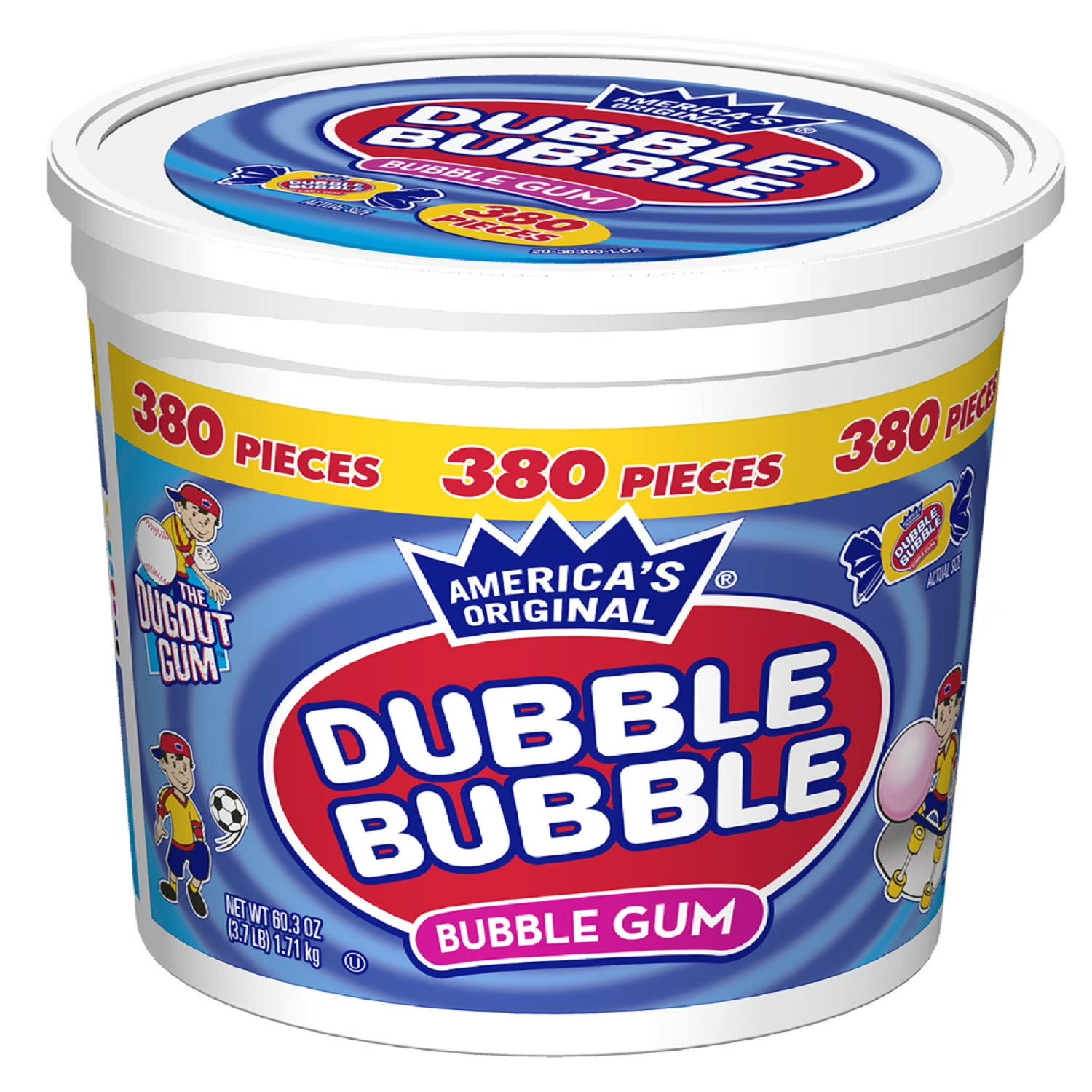 Dubble Bubble Bubble Gum 380 Pieces – Original Flavor Bulk Tub. 