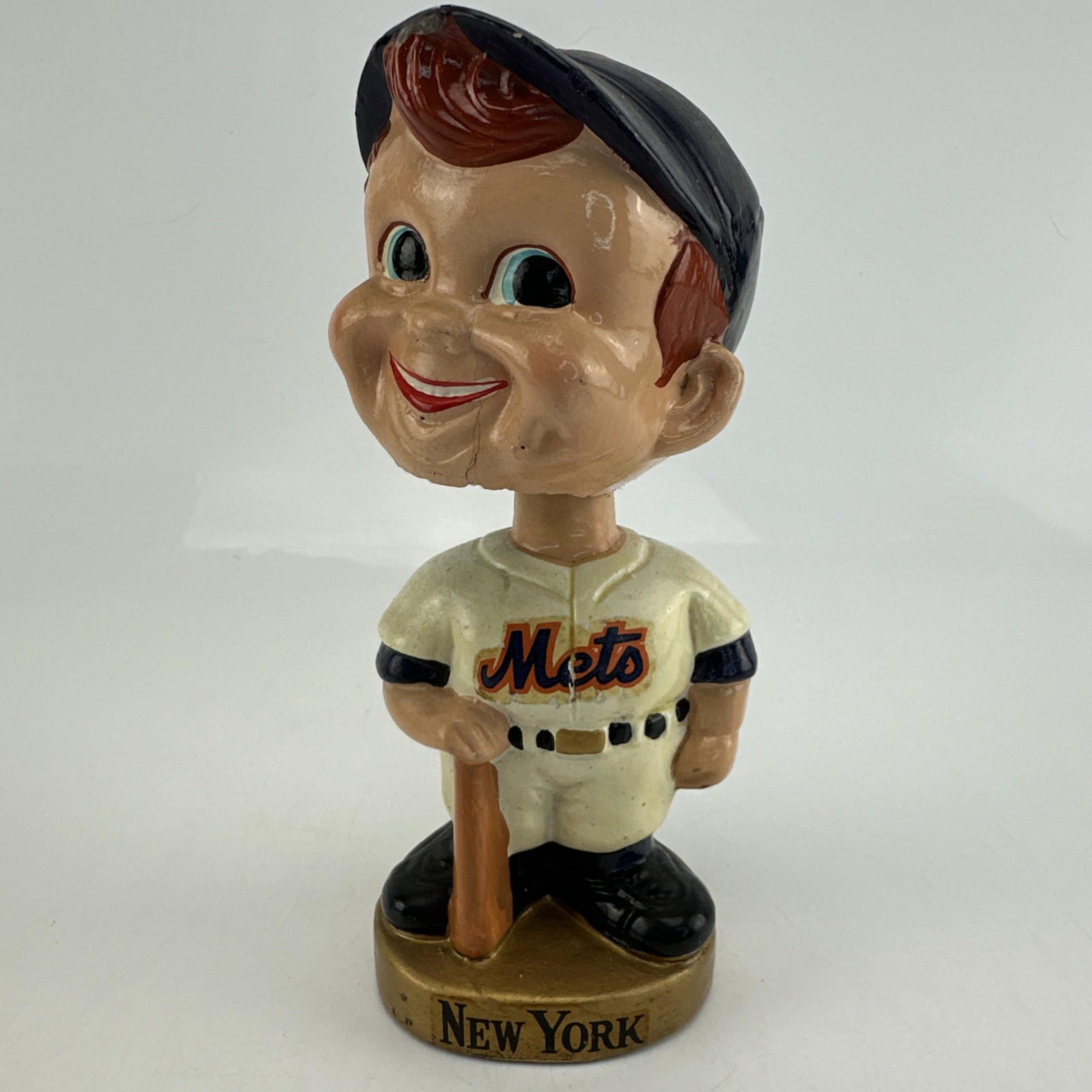 Vintage 1960s New York Mets Bobblehead Nodder Gold Base *Read* 