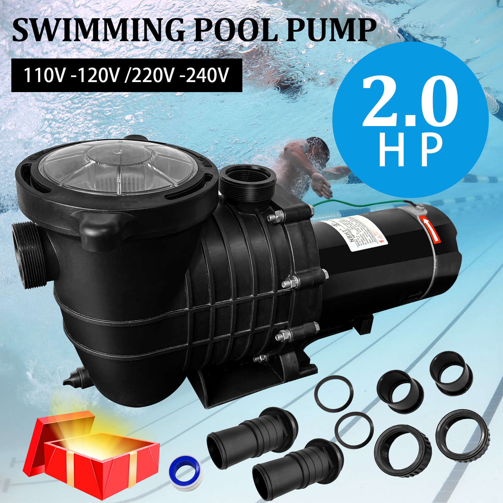 2 HP Swimming Pool Pump for Hayward, In‑Ground Replacement & Strainer Basket 2 HP Swimming Pool Pump for Hayward, In‑Ground Replacement & Strainer Basket