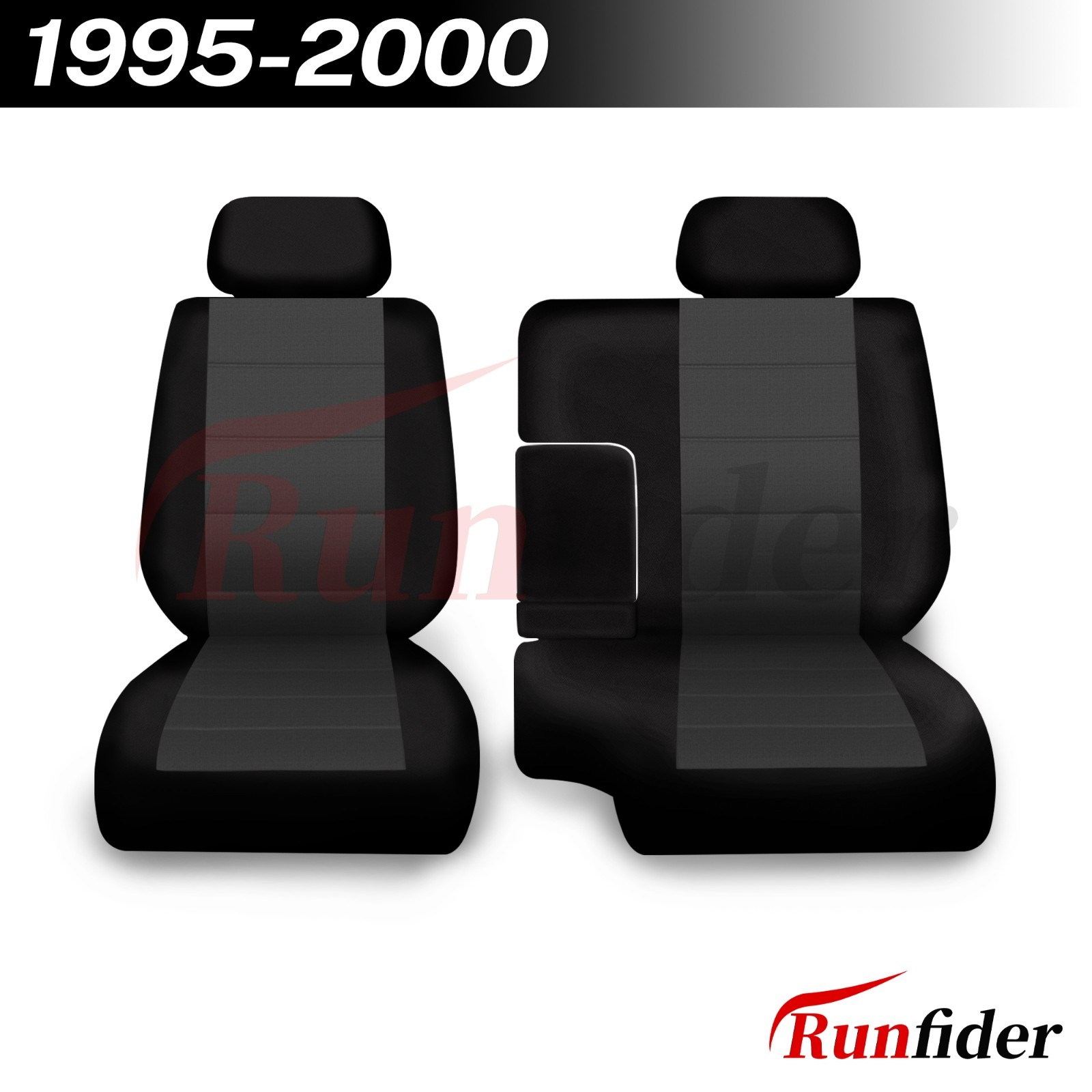 Front 60/40 Bench Seat Covers for Toyota Tacoma 1995-2000 - Black