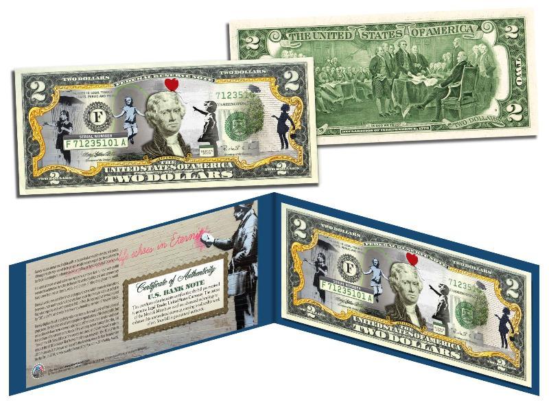 BANKSY GIRLS $2 Bill US Legal Tender Banknote Street Art Graffiti