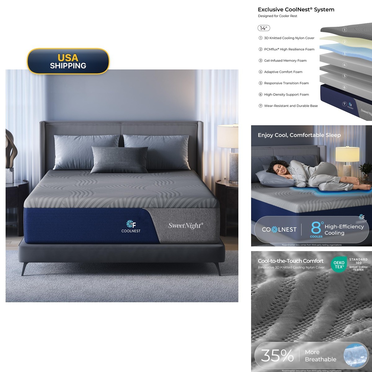 Sweetnight CoolNest Queen Mattress, 14 Inch Cooling Memory Foam Mattress Sweetnight CoolNest Queen Mattress, 14 Inch Cooling Memory Foam Mattress