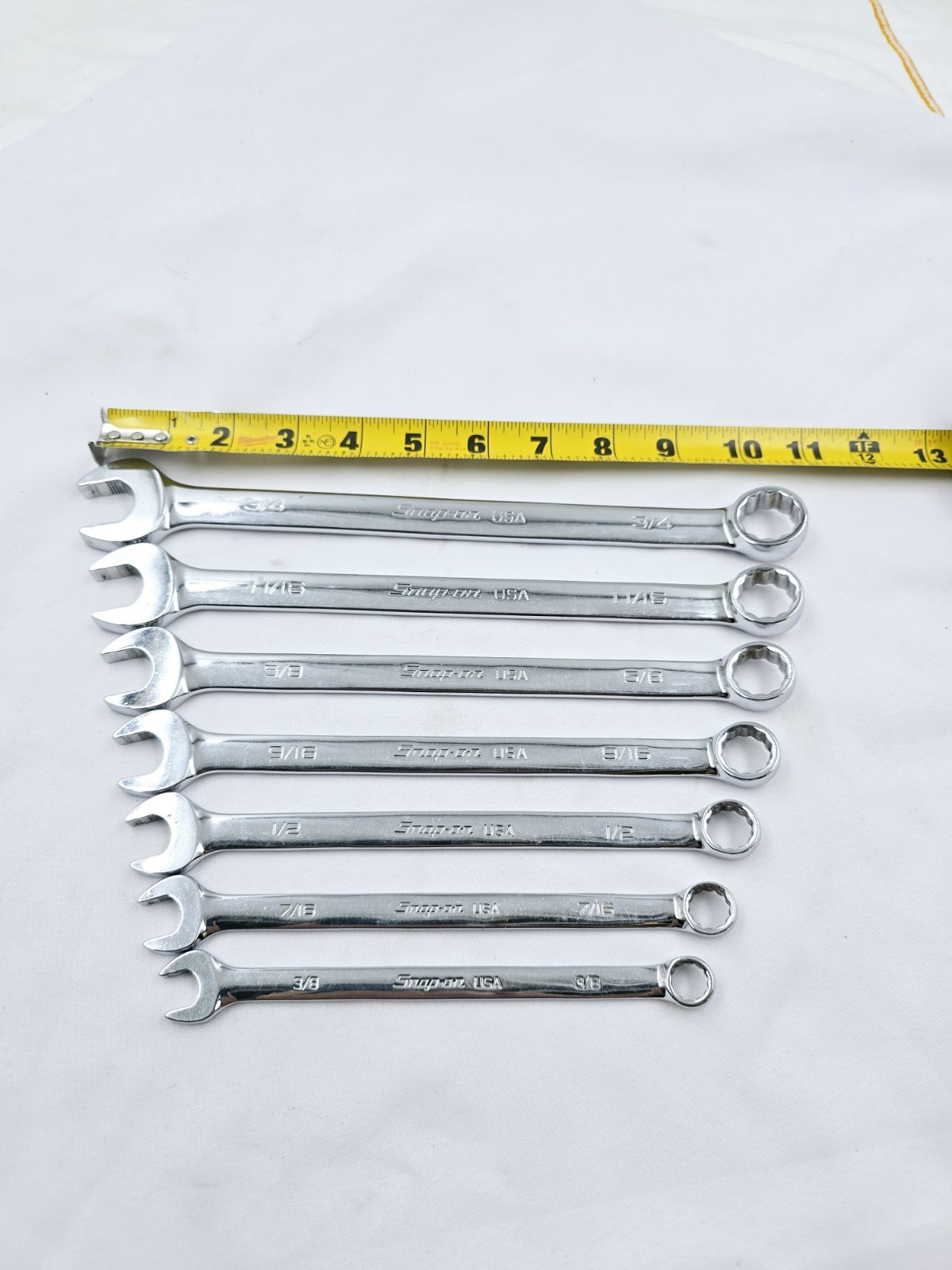 Snap-On Tools 7pc 12-Pt SAE Flank Drive Combination Wrench Set 3/8\ Snap-On Tools 7pc 12-Pt SAE Flank Drive Combination Wrench Set 3/8\