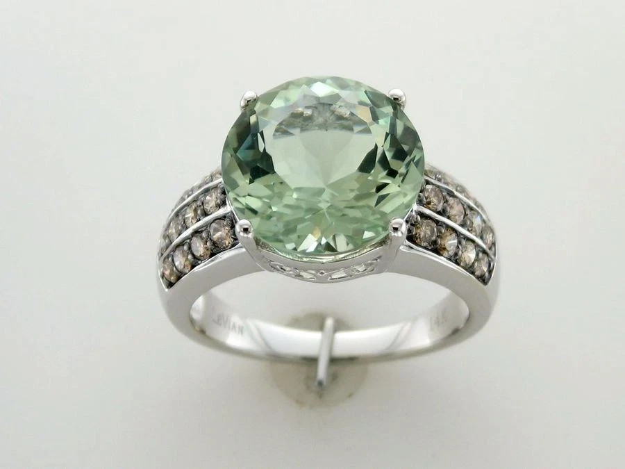 4.25ct Round Green Quartz Le Vian Cocktail Ring for Her Diamond 14K White Gold