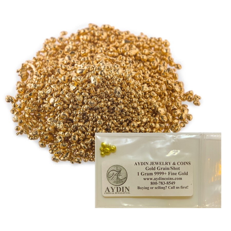 1 gram Refined Pure 24K Gold .9999+ Fine Gold Grain Shot Casting