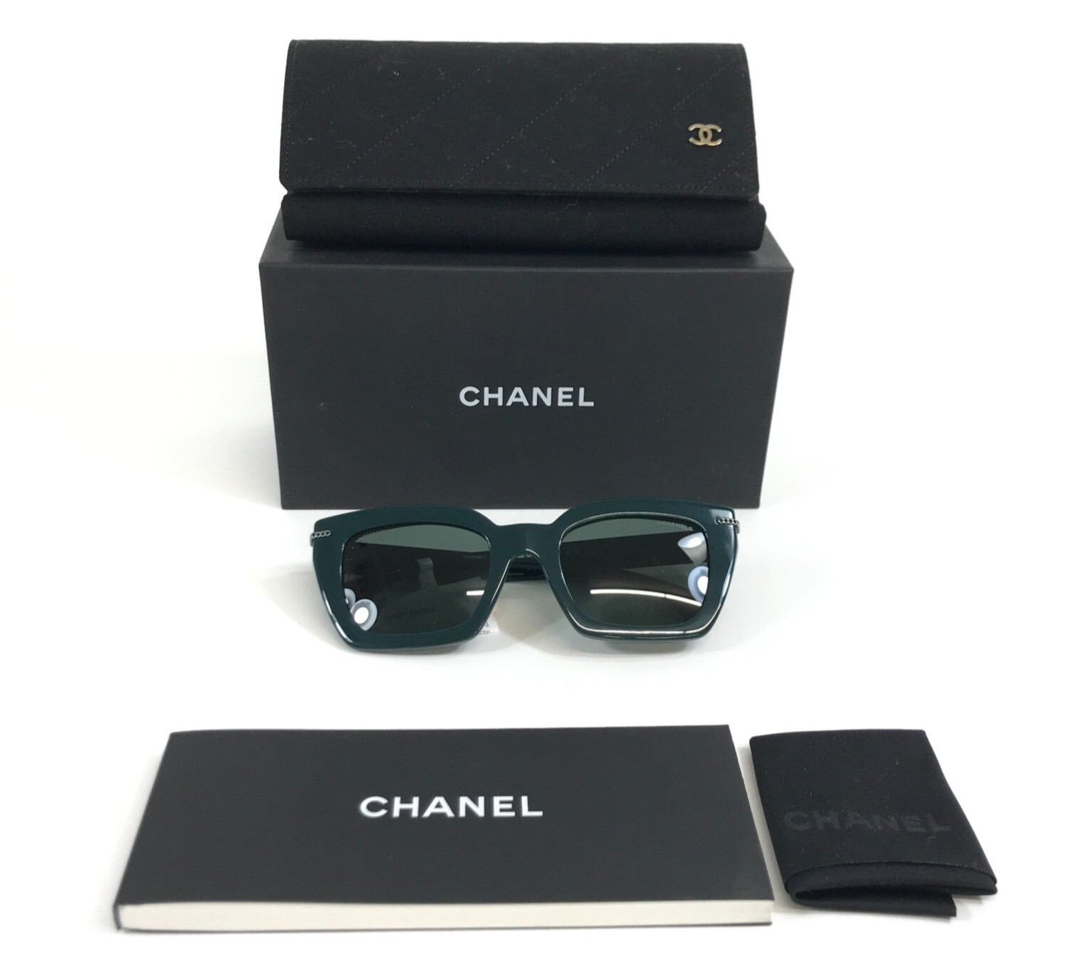 Chanel Sunglasses 5509-A c.1459/3H Green Asian Fit Frames with Green Lenses Chanel Sunglasses 5509-A c.1459/3H Green Asian Fit Frames with Green Lenses