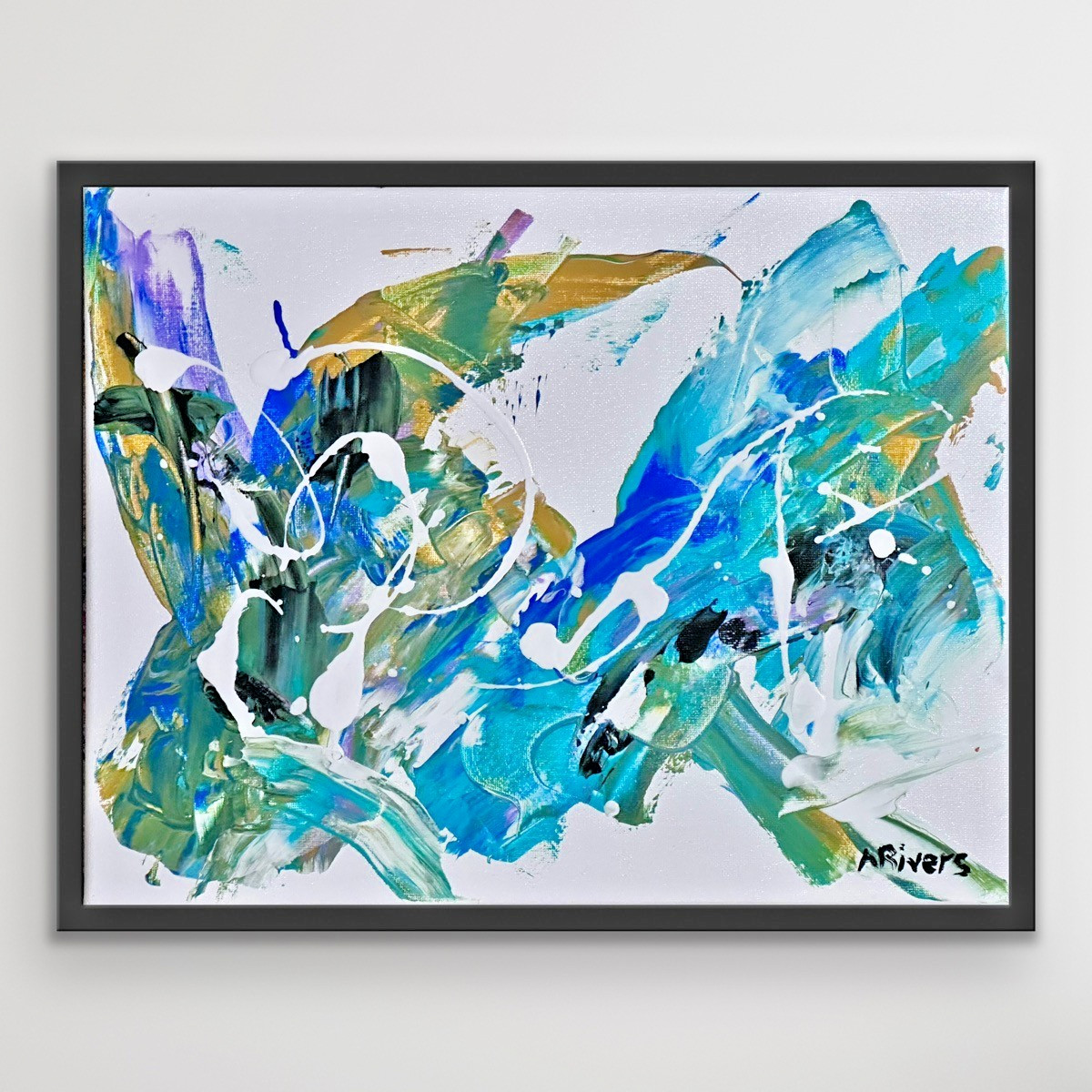ARivers Abstract Modern Art 14x11 Mellow Monday Canvas Painting Signed Original