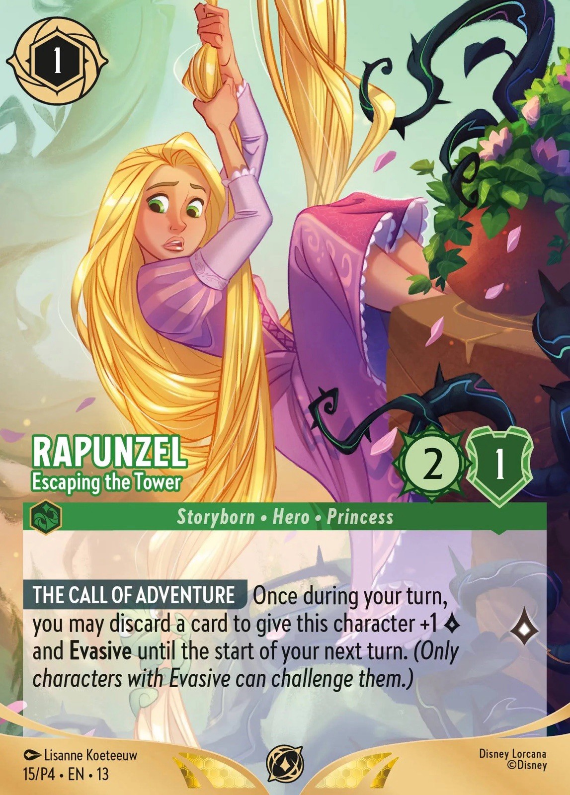 Lorcana Rapunzel Escaping The Tower Participation Promo 15/P4 Set 13 Champs Lorcana Rapunzel Escaping The Tower Participation Promo 15/P4 Set 13 Champs
