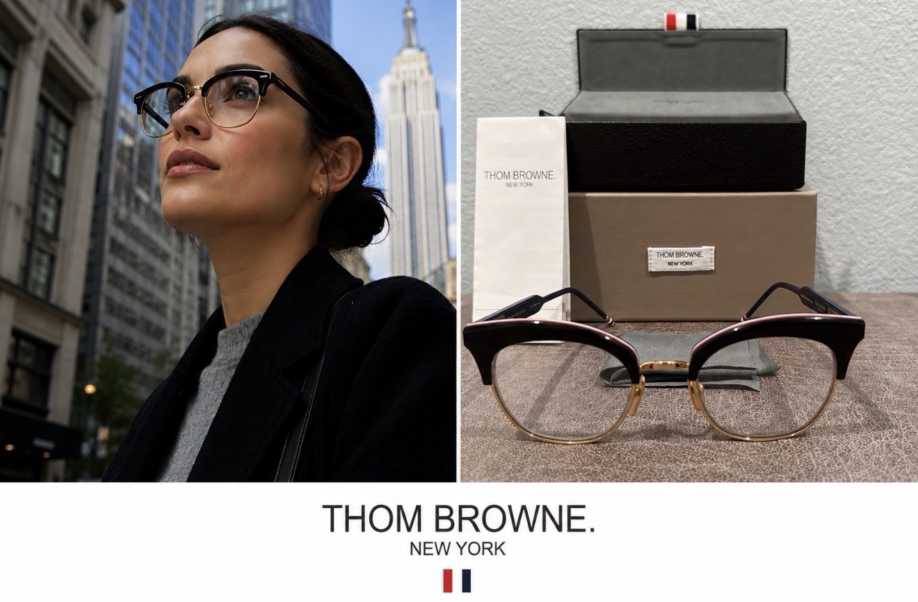 NWOT THOM BROWNE TB-507-A-BLK-GLD-51 NEW YORK EYEGLASSES JAPAN CATEYE 51-21-145