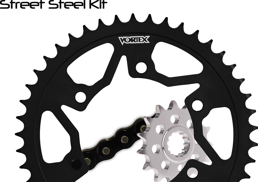 Vortex Steel Sprocket Kit 16/43 Black Vortex Steel Sprocket Kit 16/43 Black
