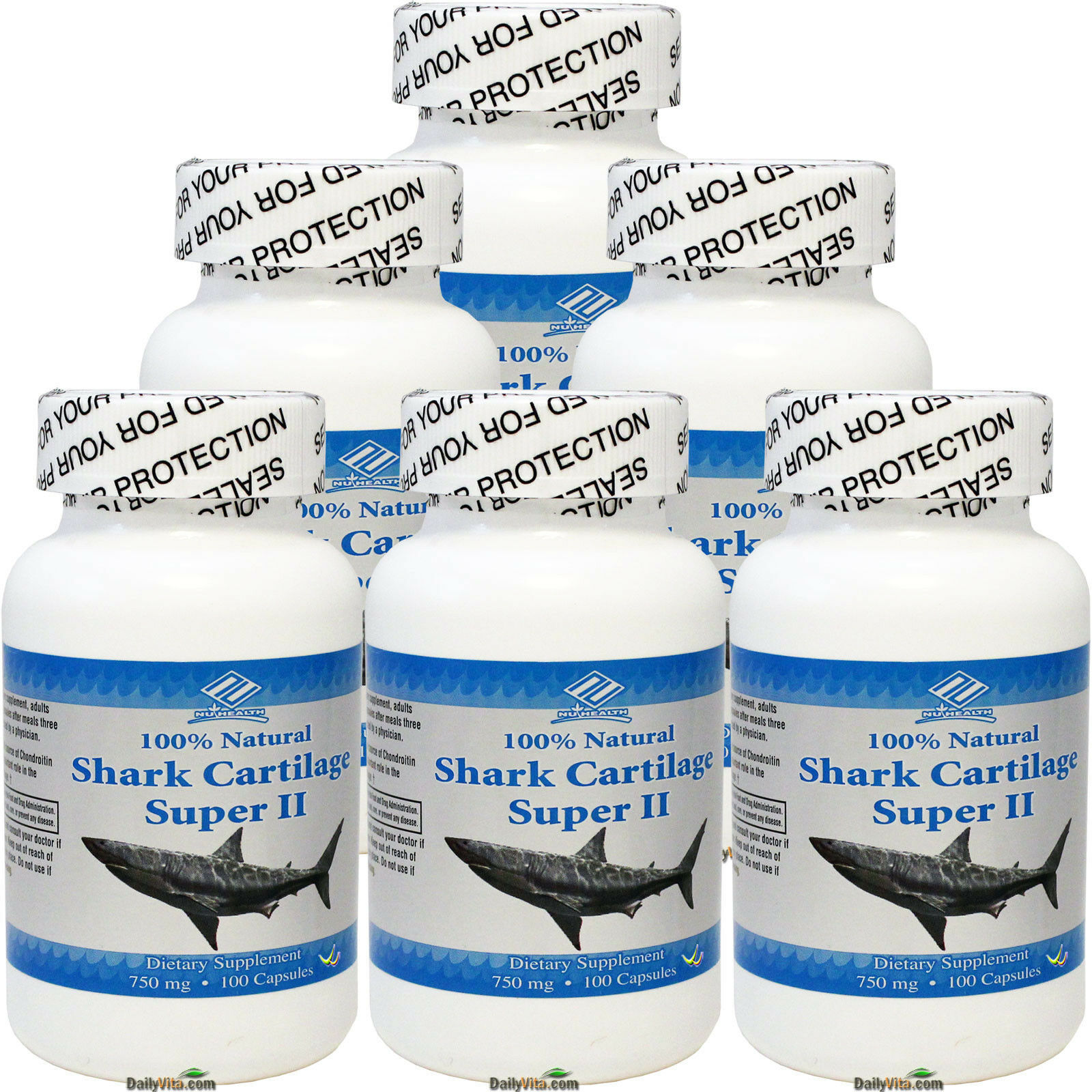 6x 100% Natural Shark Cartilage 750mg 100 Caps =600Caps 6x 100% Natural Shark Cartilage 750mg 100 Caps =600Caps