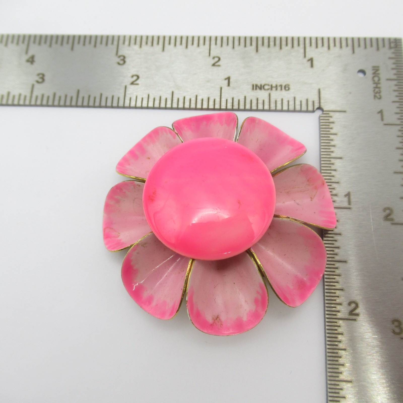 Originals By Robert Light and Darker Pink Enamel Flower Brooch Pin Originals By Robert Light and Darker Pink Enamel Flower Brooch Pin