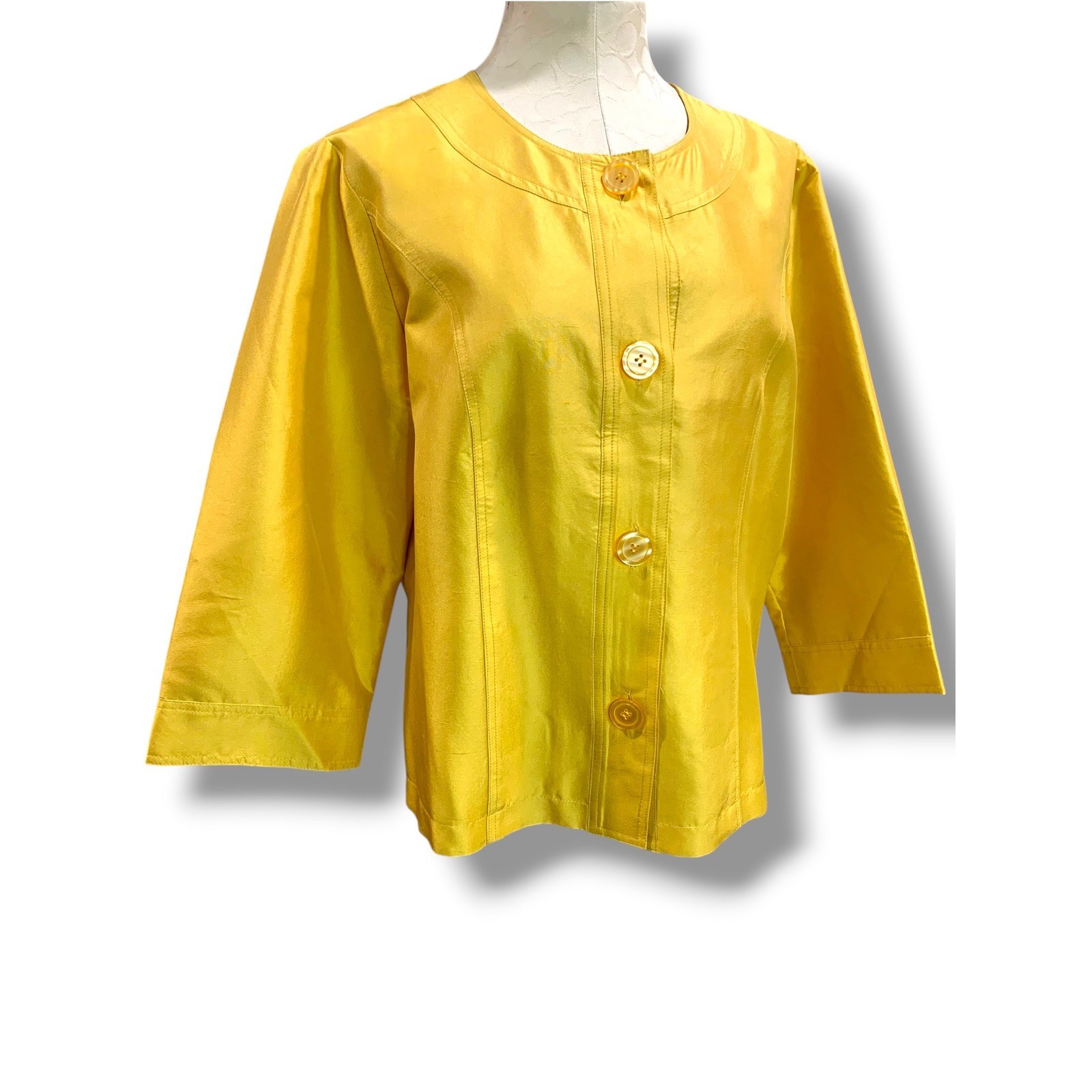 Size 16 Coldwater Creek New Womens Gold Yellow Silk Jacket Size 16 Coldwater Creek New Womens Gold Yellow Silk Jacket