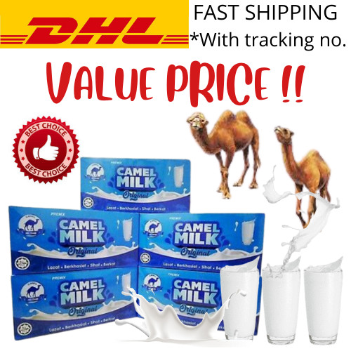 5 Boxes (100 sachets x 25g) Original Camel Milk Powder HALAL LOW CHOLESTROL DHL