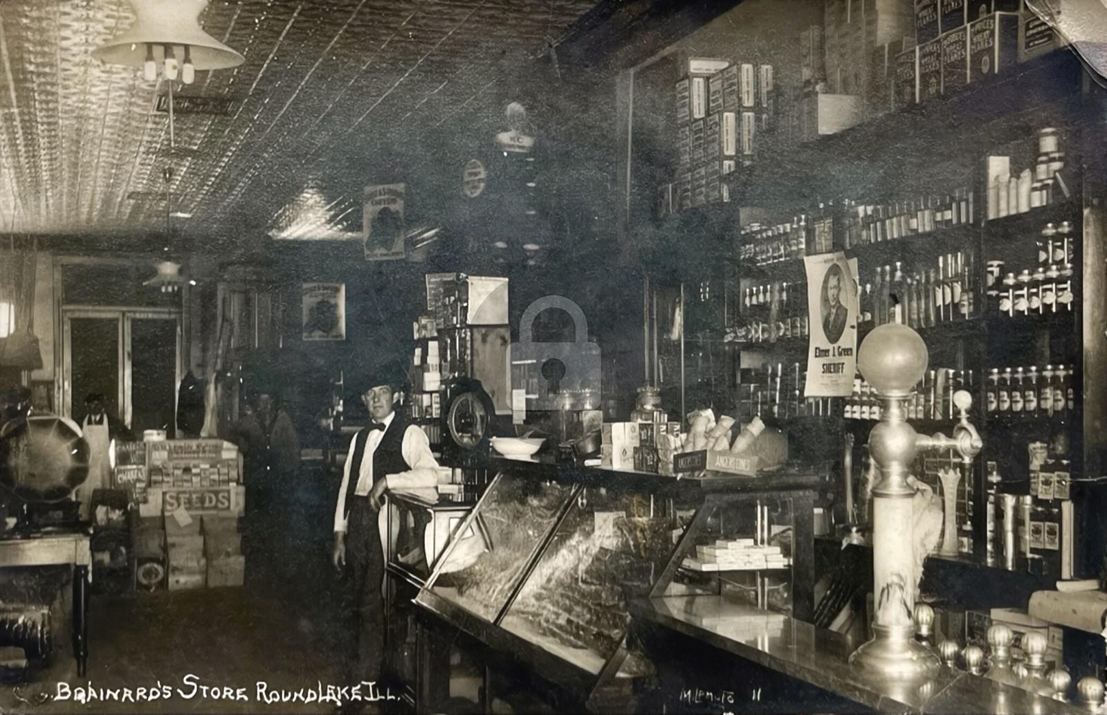 Interior of Brainard’s General Store Round Lake IL RPPC Photo Postcard COPY Interior of Brainard’s General Store Round Lake IL RPPC Photo Postcard COPY