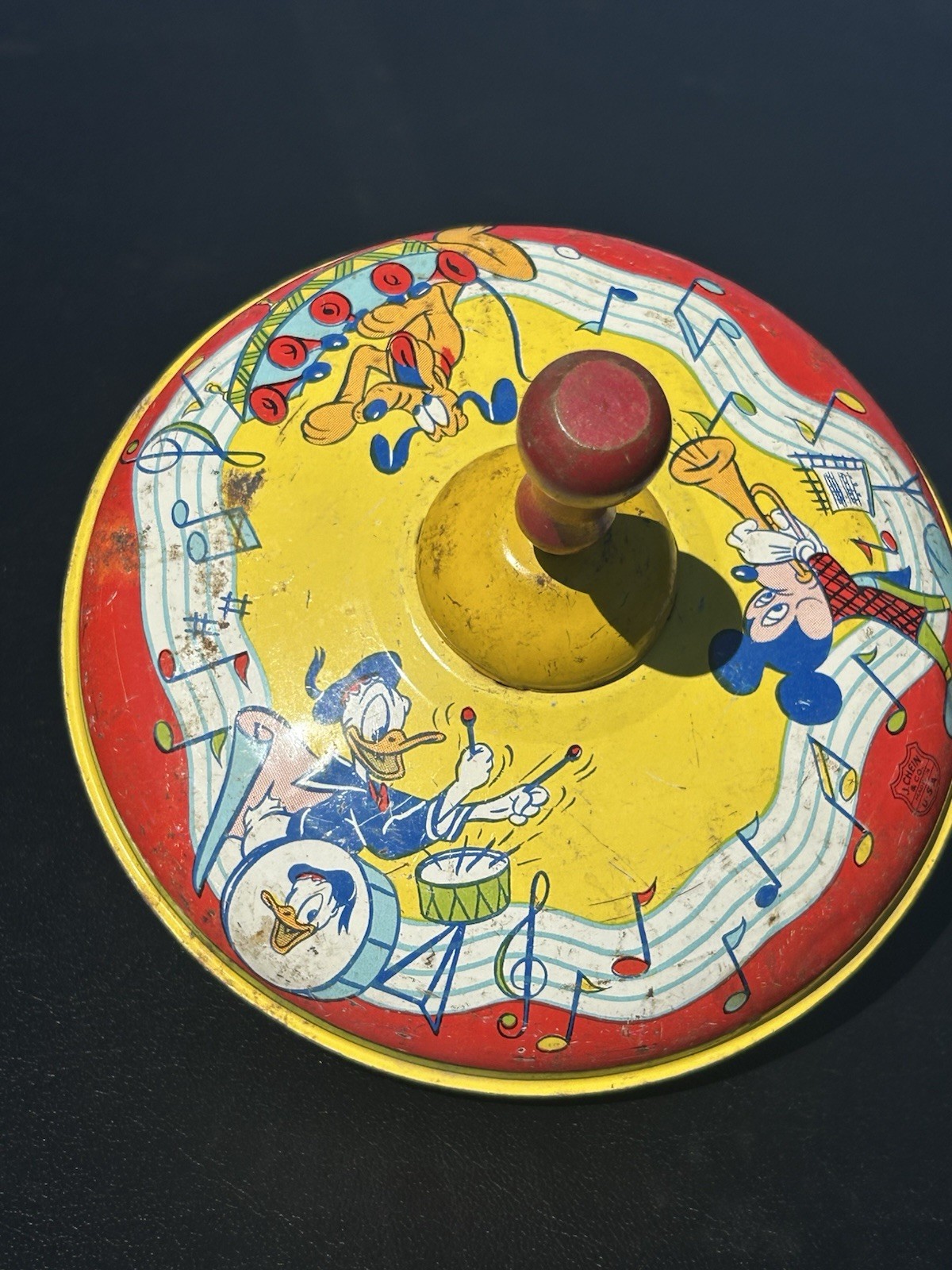 Disney vintage toy - Tin Litho Spinning Top by J Chien Disney vintage toy - Tin Litho Spinning Top by J Chien