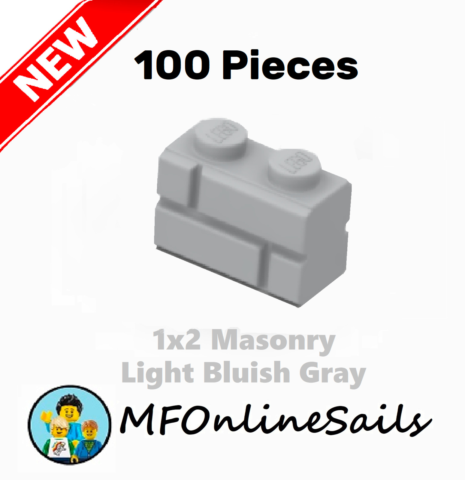 Genuine LEGO Light Bluish Gray 1x2 Masonry Bricks Part #98283 100 Pieces 77g Genuine LEGO Light Bluish Gray 1x2 Masonry Bricks Part #98283 100 Pieces 77g