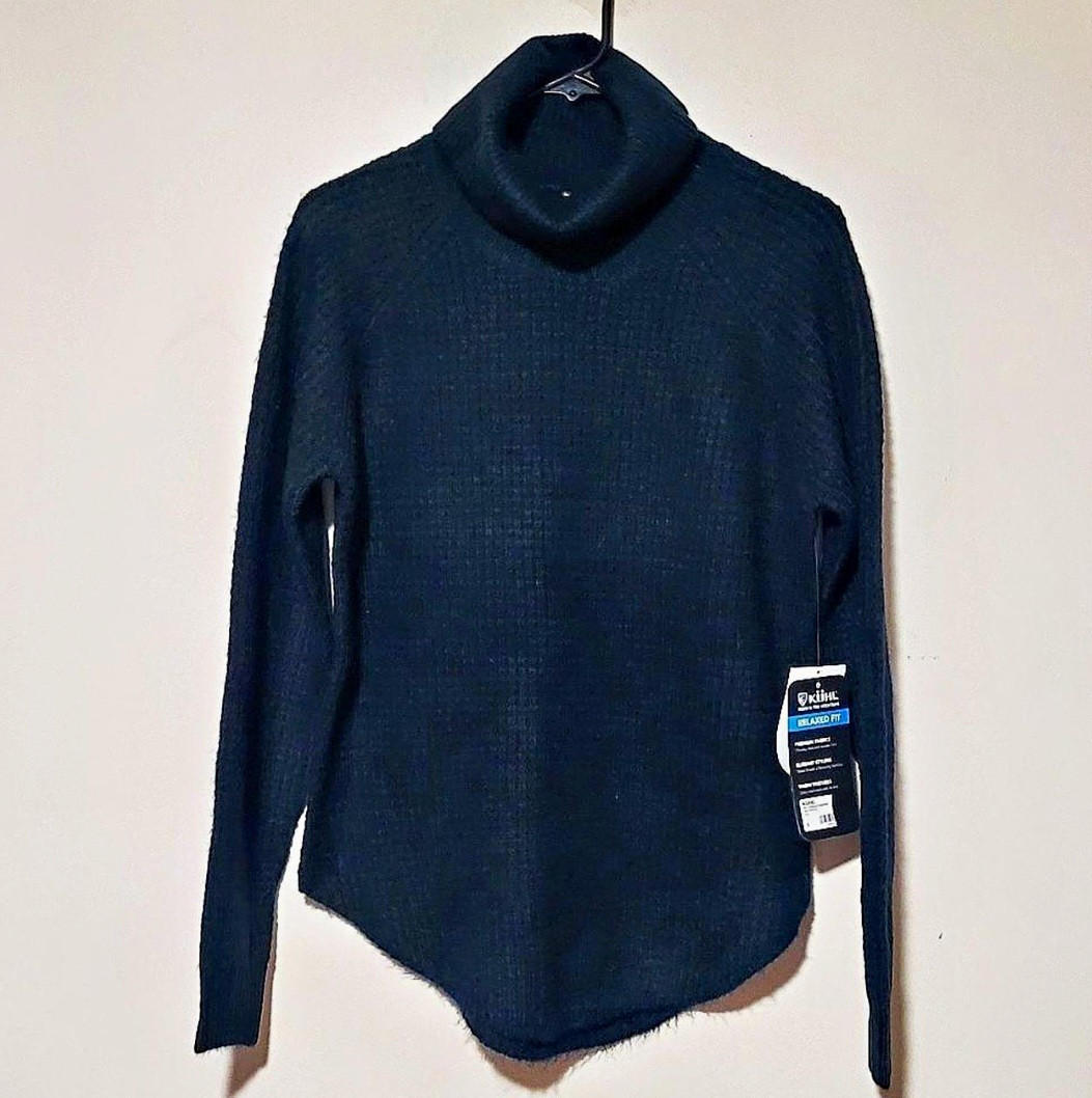 New Kuhl Womans Sienna Sweater M Blue Cowl Neck Chunky-Knit Pullover Relaxed New Kuhl Womans Sienna Sweater M Blue Cowl Neck Chunky-Knit Pullover Relaxed