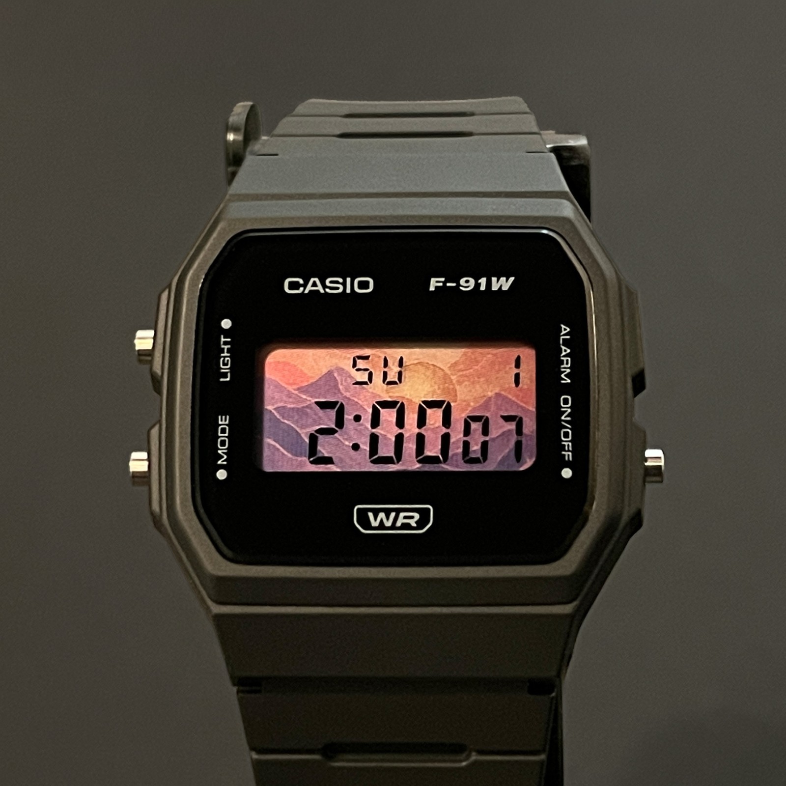 Custom Casio F91W Mountain Sunrise Mod | Handmade Shimmer LCD Art Watch