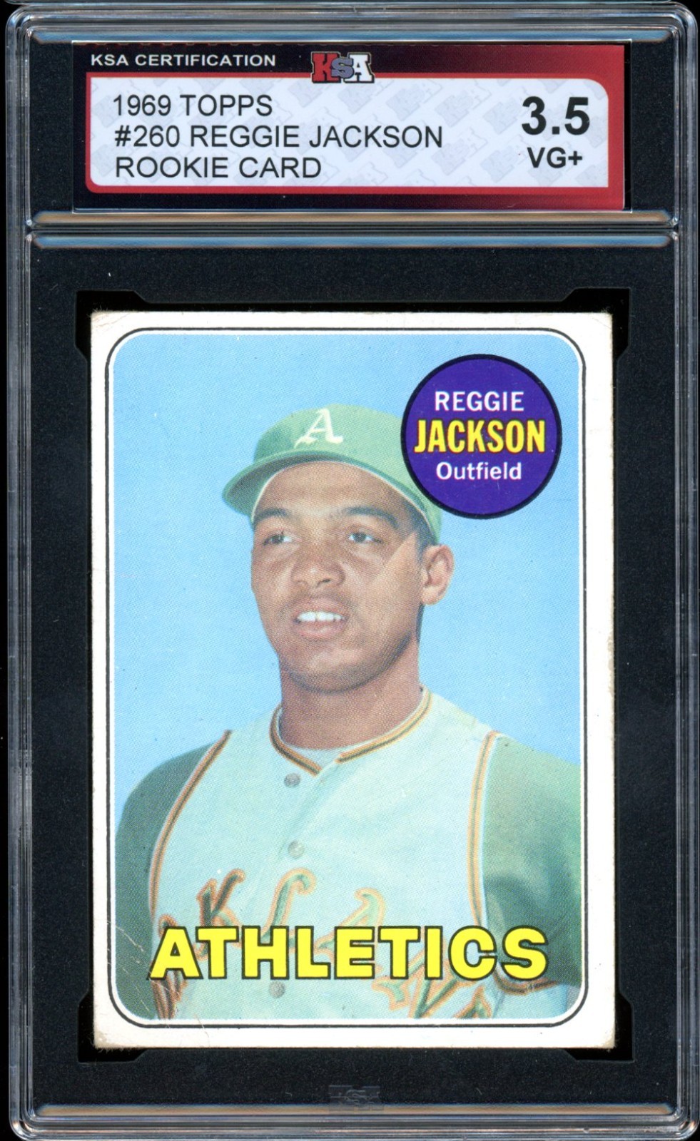 1969 Topps Baseball #260 Reggie Jackson HOF Rookie KSA 3.5 VG+ Athletics A\'S RC