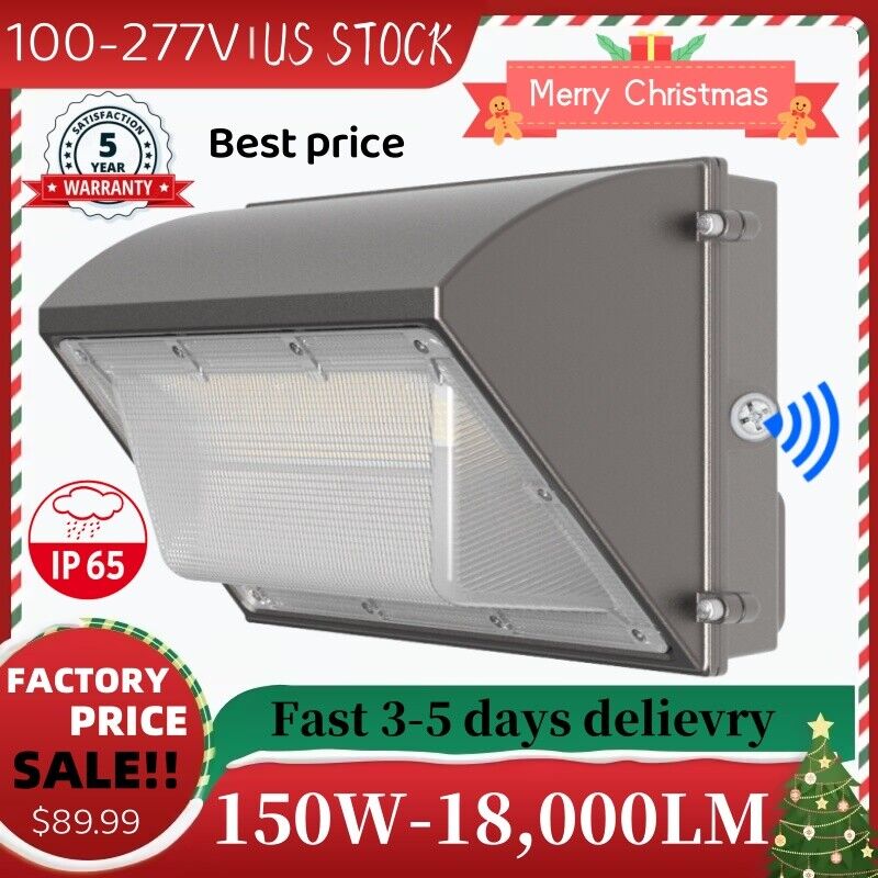 150Watt LED Wall Pack Light 120V Outdoor Commercial Industrial Security 5000K