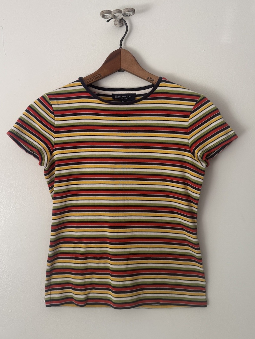 Vintage 90s Early 2000s Jones New York Striped Baby Tee