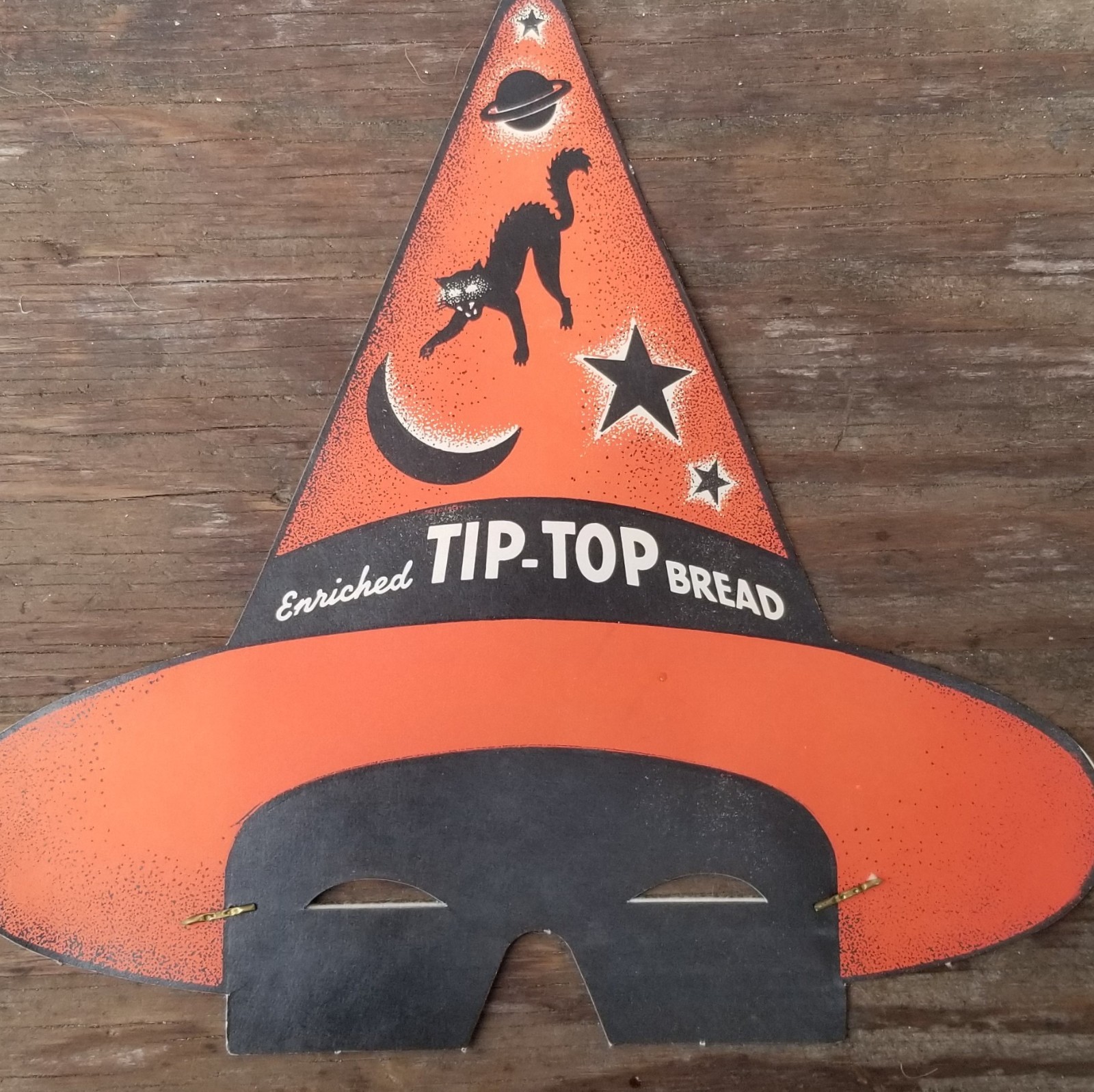 Vtg Tip Top Bread Advertising Halloween Witch Hat Mask 1940s Thin Cardboard VGC