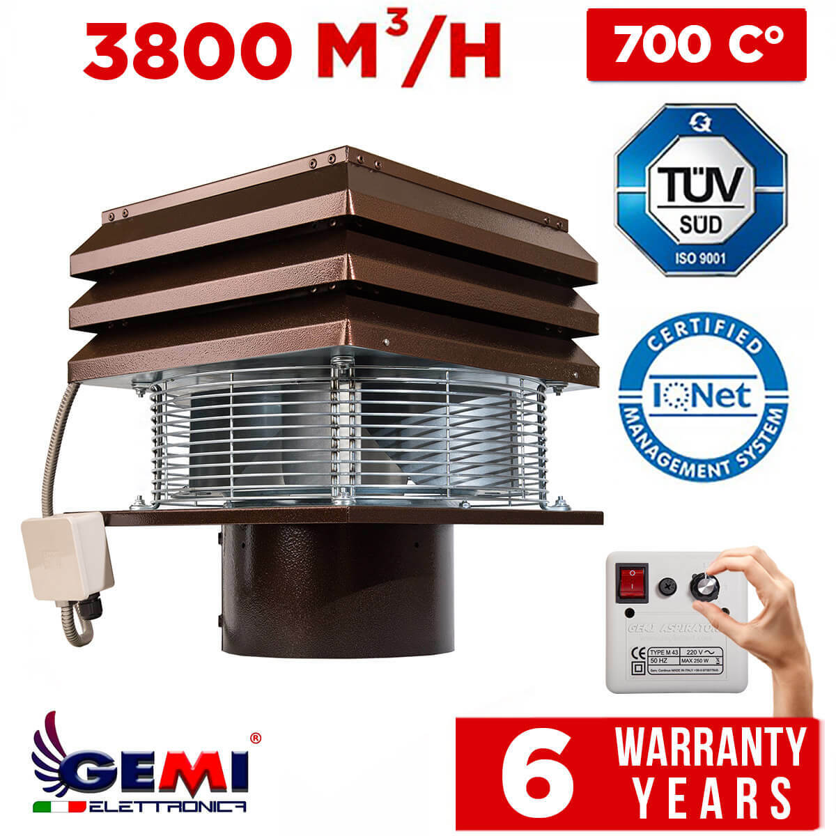 CHIMNEY FAN FOR FIREPLACE BARBECUE exhaust fan Round Flue 20 cm / 8\