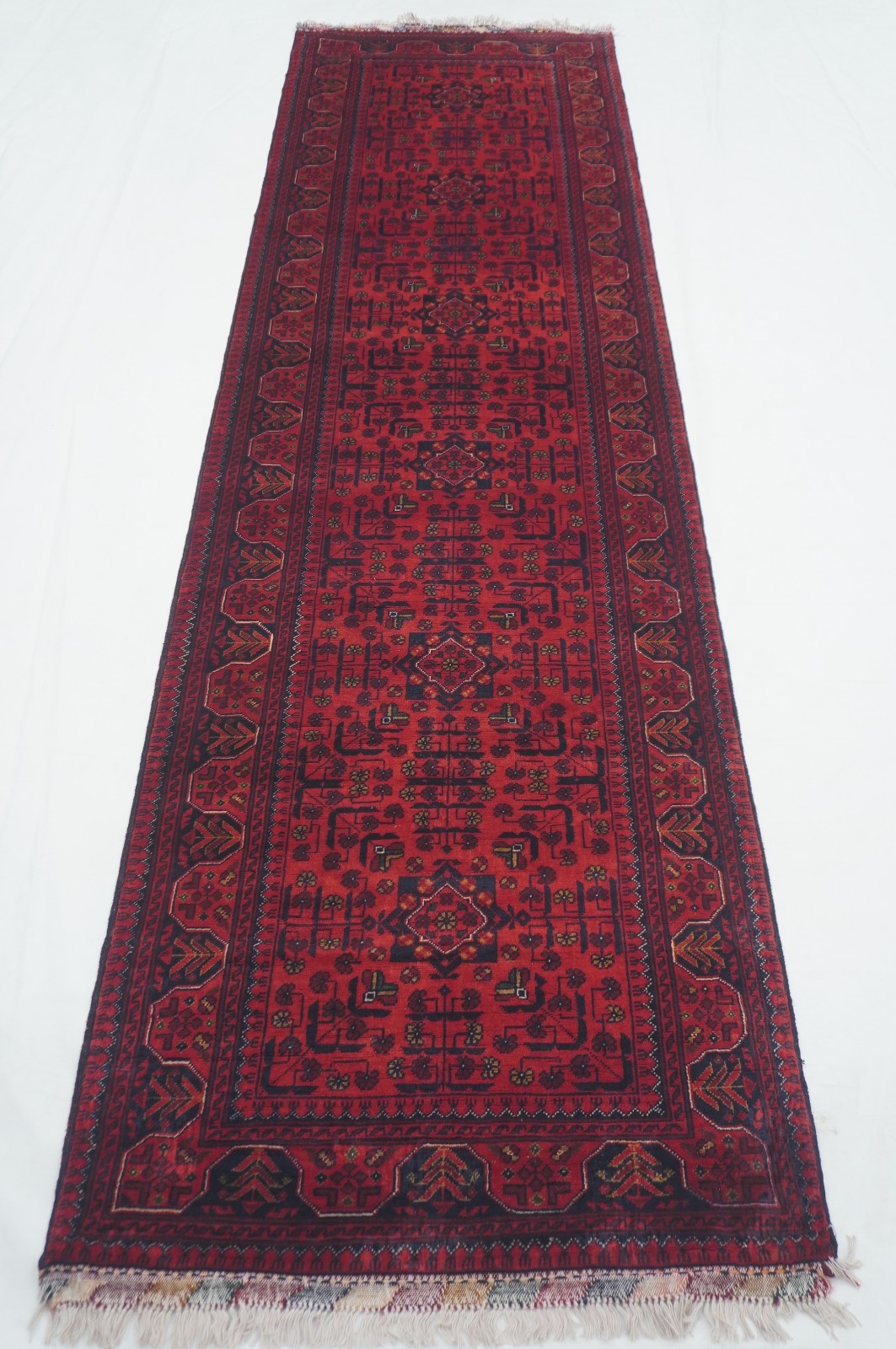 3x10 ft Red Afghan Hand knotted Oriental Runner Rug 3x10 ft Red Afghan Hand knotted Oriental Runner Rug