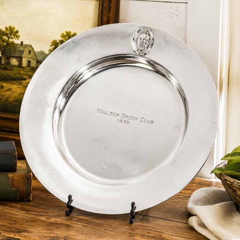 Nice Antique 1935 Boulder Brook Club Silverplate Trophy Plate New York Horse Nice Antique 1935 Boulder Brook Club Silverplate Trophy Plate New York Horse
