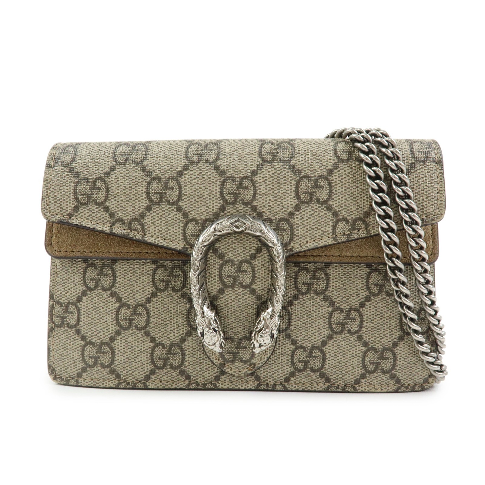 GUCCI Dionysus Super Mini Bag Leather Chain Shoulder Bag Beige 476432 Used F/S