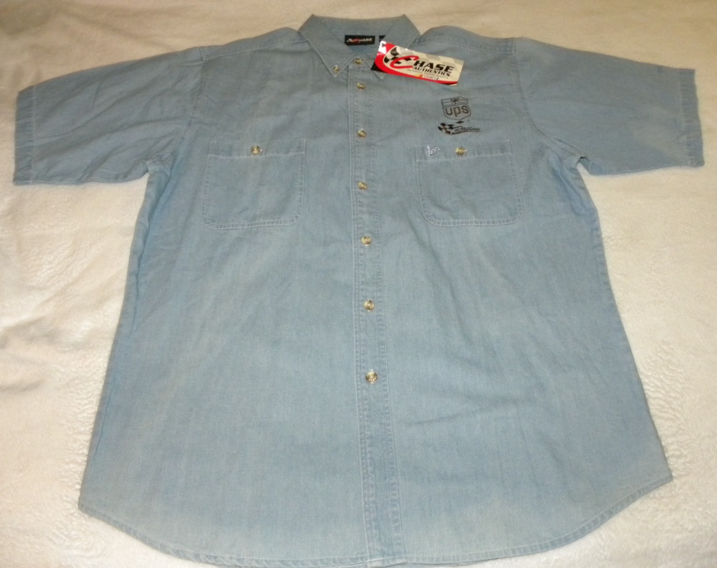 NWT Chase Authentics Dale Jarrett #88 UPS Racing Denim Shirt L – NASCAR Vintage
