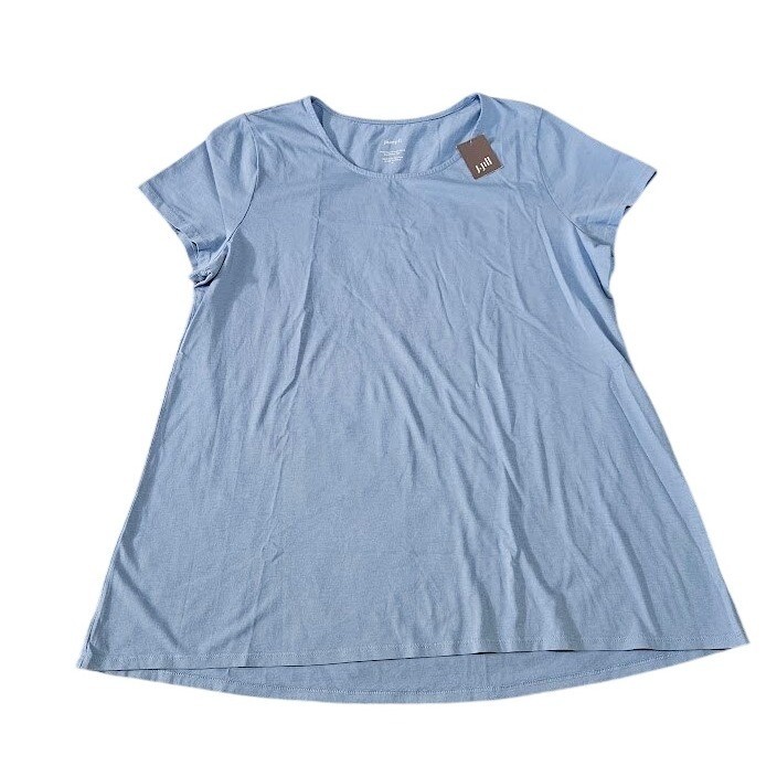 J. Jill Pure Jill Scoop Neck Elliptical Tee Bluebell Pima Cotton Shirt Medium J. Jill Pure Jill Scoop Neck Elliptical Tee Bluebell Pima Cotton Shirt Medium