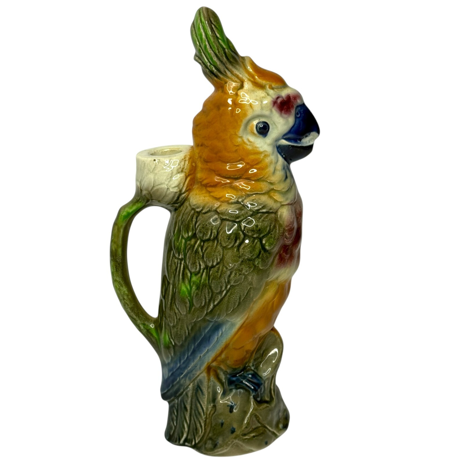 Antique French Majolica Parrot Pitcher Keller Guerin St. Clément Mold 468 Antique French Majolica Parrot Pitcher Keller Guerin St. Clément Mold 468