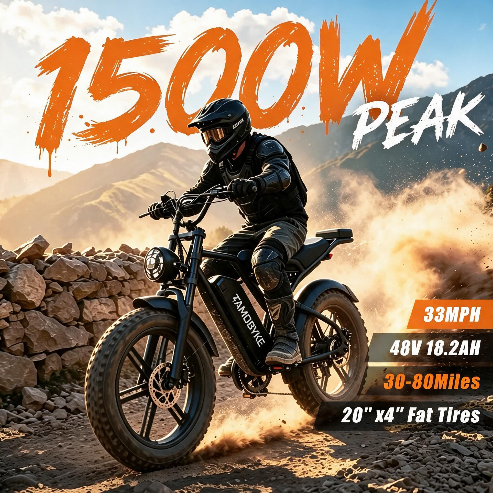 Tamobyke T60 Electric Bike for Adults 1500W 33MPH 48V 18.2AH 20
