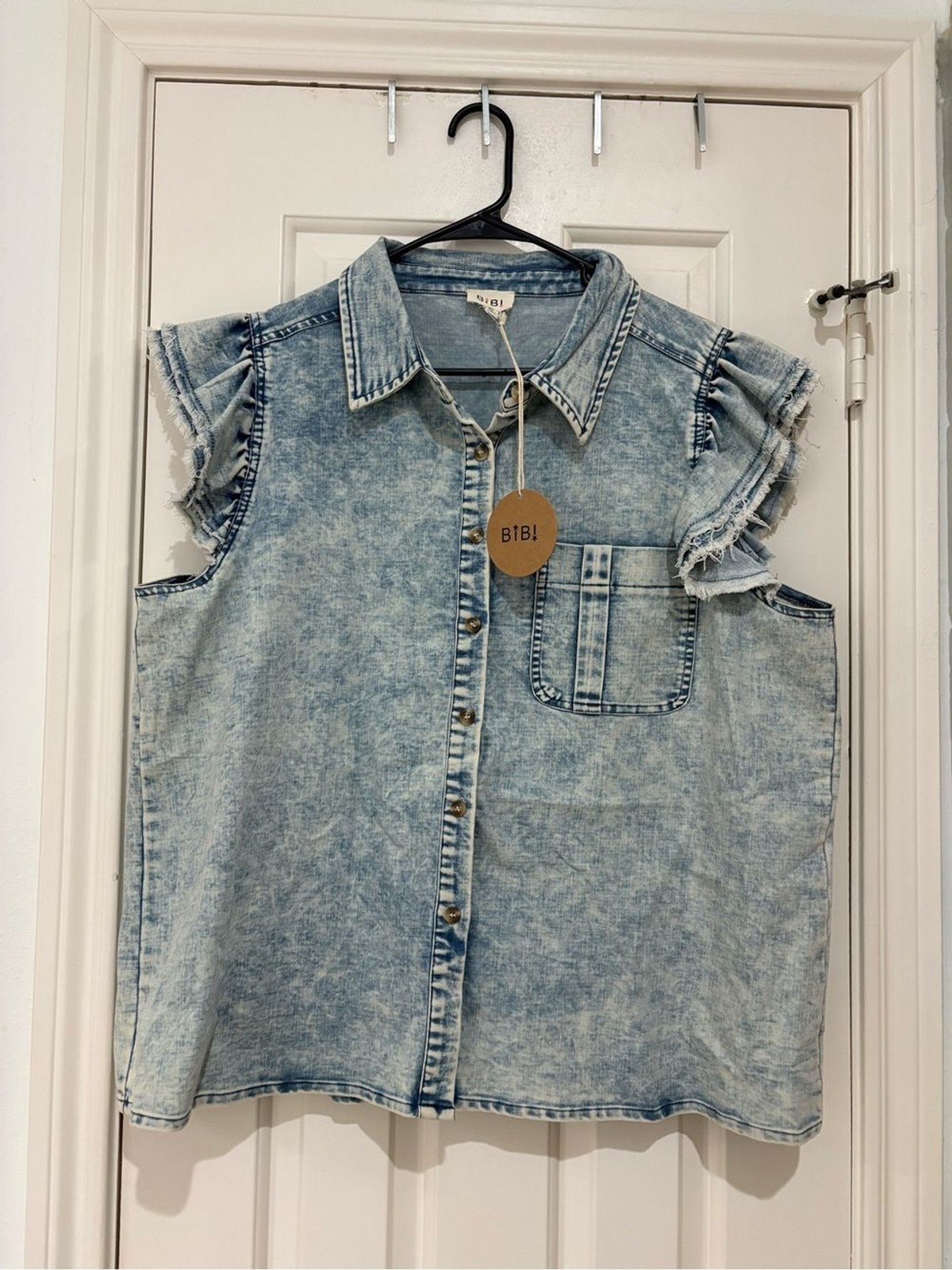 BiBi NWT Light Blue Washed Sleeveless Denim Top BiBi NWT Light Blue Washed Sleeveless Denim Top