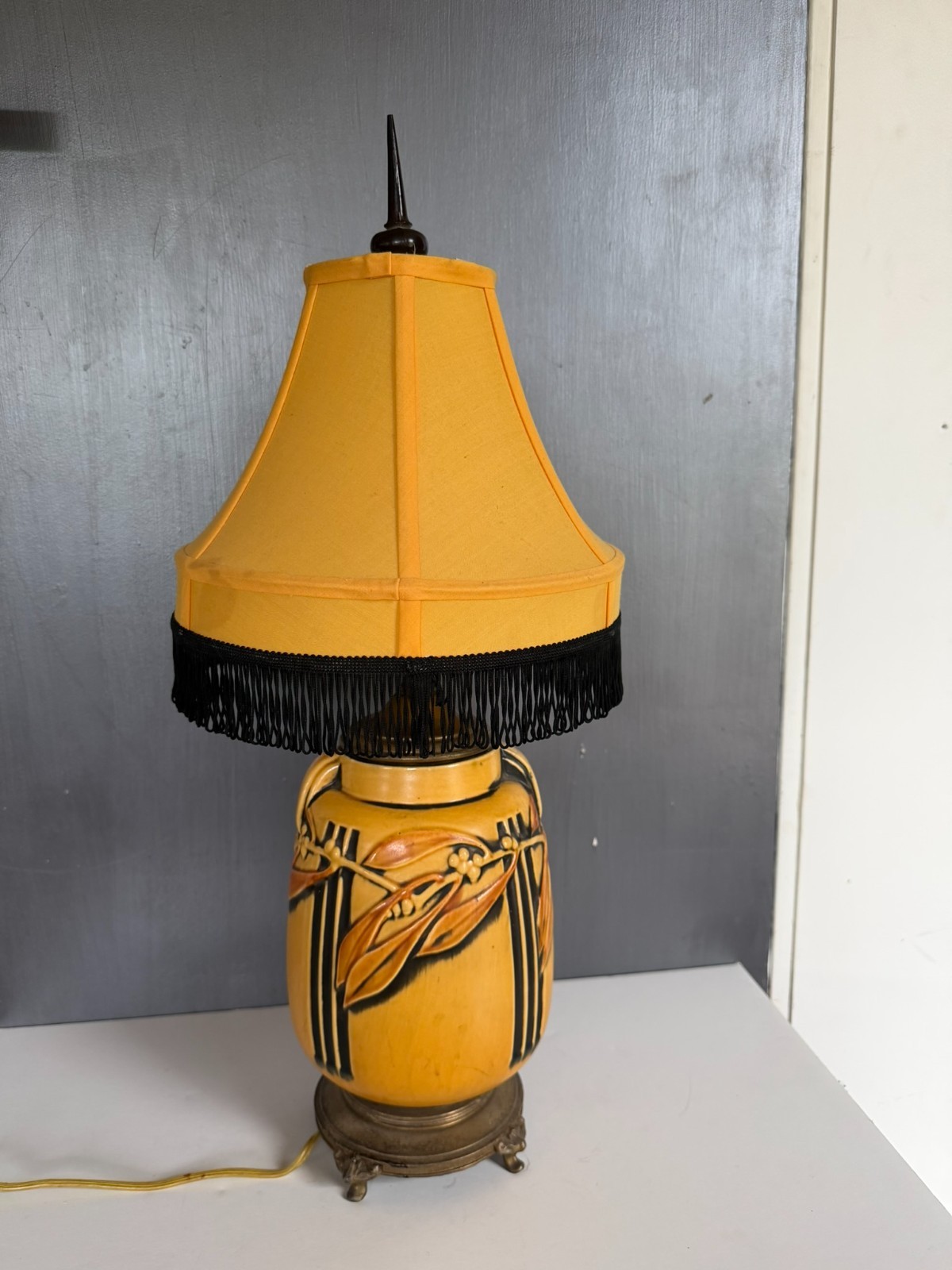 Roseville Pottery Handmade Lamp Vase Laurel Line Vintage Art Deco Roseville Pottery Handmade Lamp Vase Laurel Line Vintage Art Deco