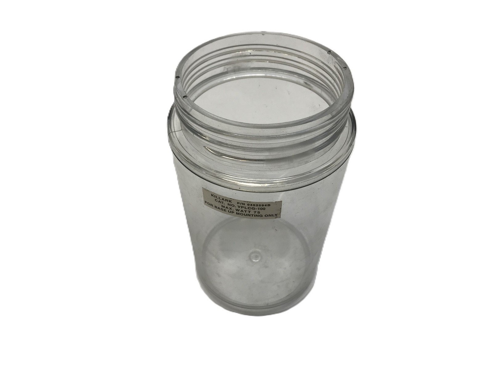 Killark Durable Clear Polycarbonate Globe(Some Smudges) VPLCG-100 (0452594B) NOS