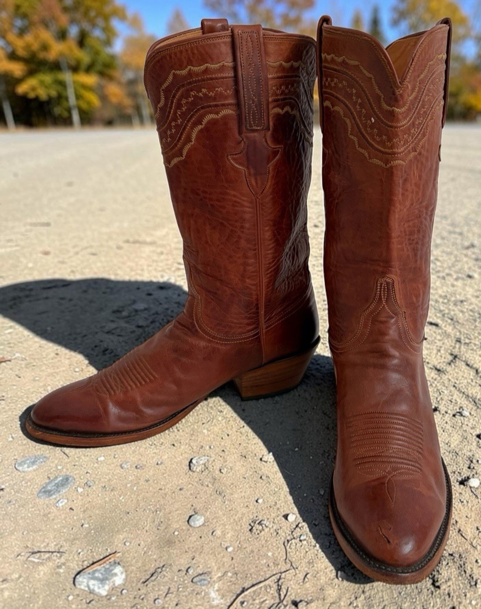 Lucchese Classic\'s Handmade DEVIN Men\'s Tan Brown Ranch Hand Boots 10.5D *Read*