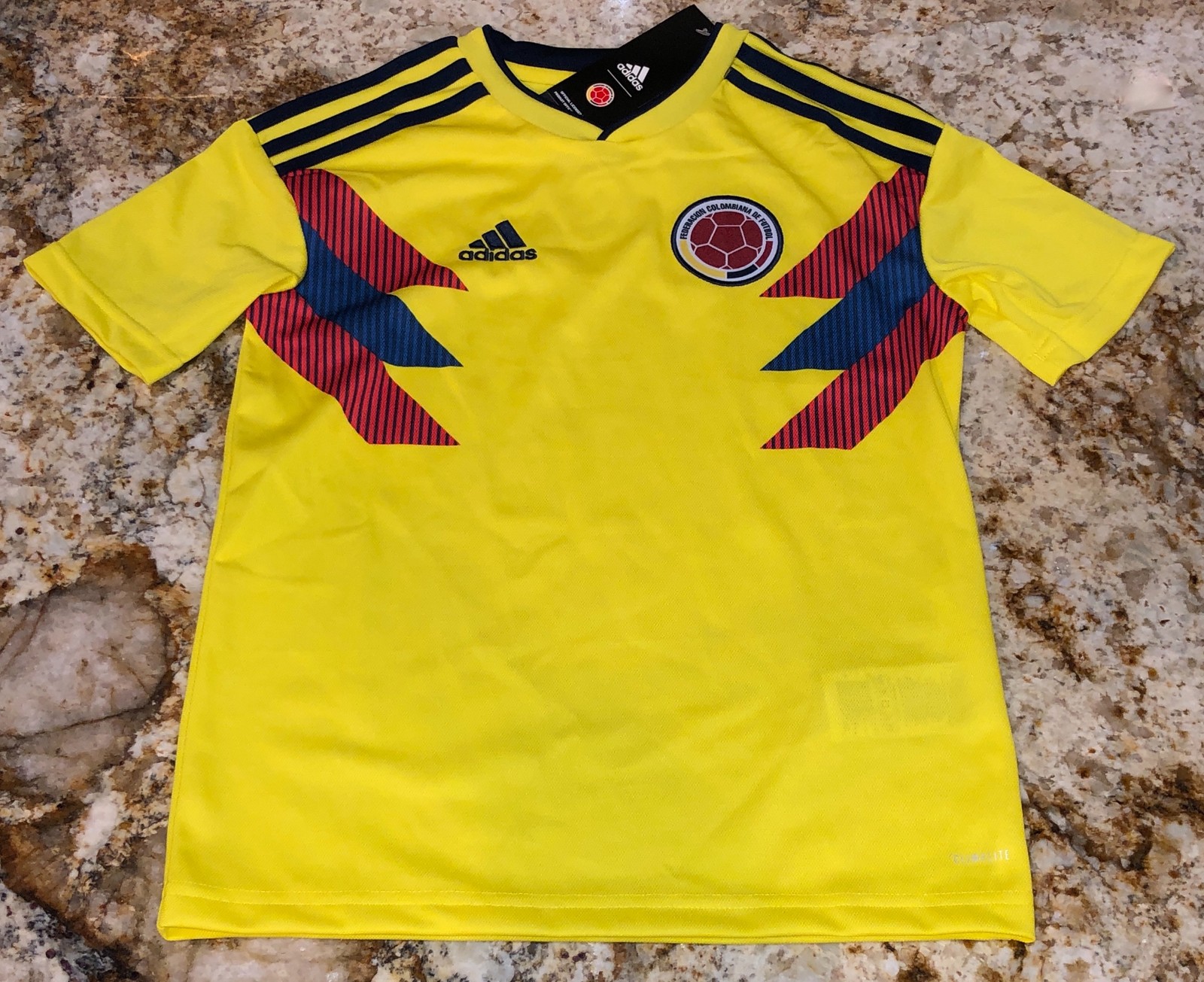 ADIDAS Colombia Home 18/19 YELLOW Navy Blue Soccer Jersey NEW Youth Boys Sz M L