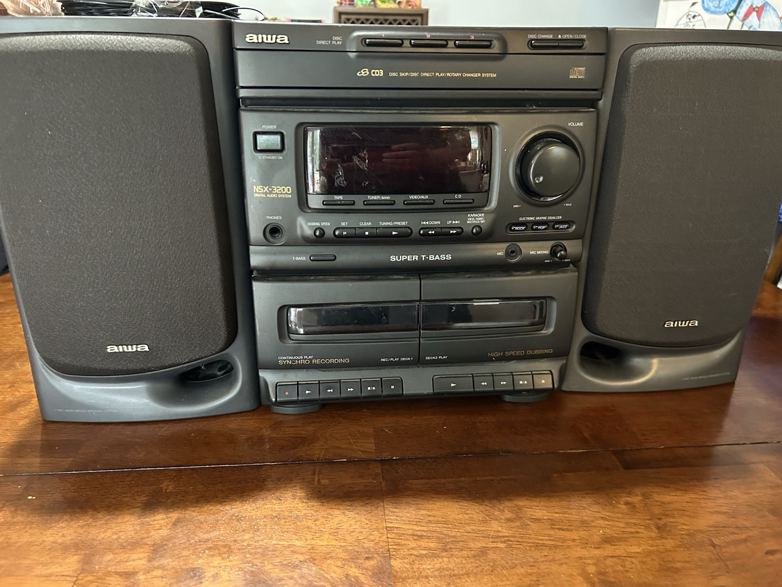 Aiwa NSX-3200 3-CD Stereo System w/ SX-N3200 Speakers, Super T-Bass, Karaoke Aiwa NSX-3200 3-CD Stereo System w/ SX-N3200 Speakers, Super T-Bass, Karaoke