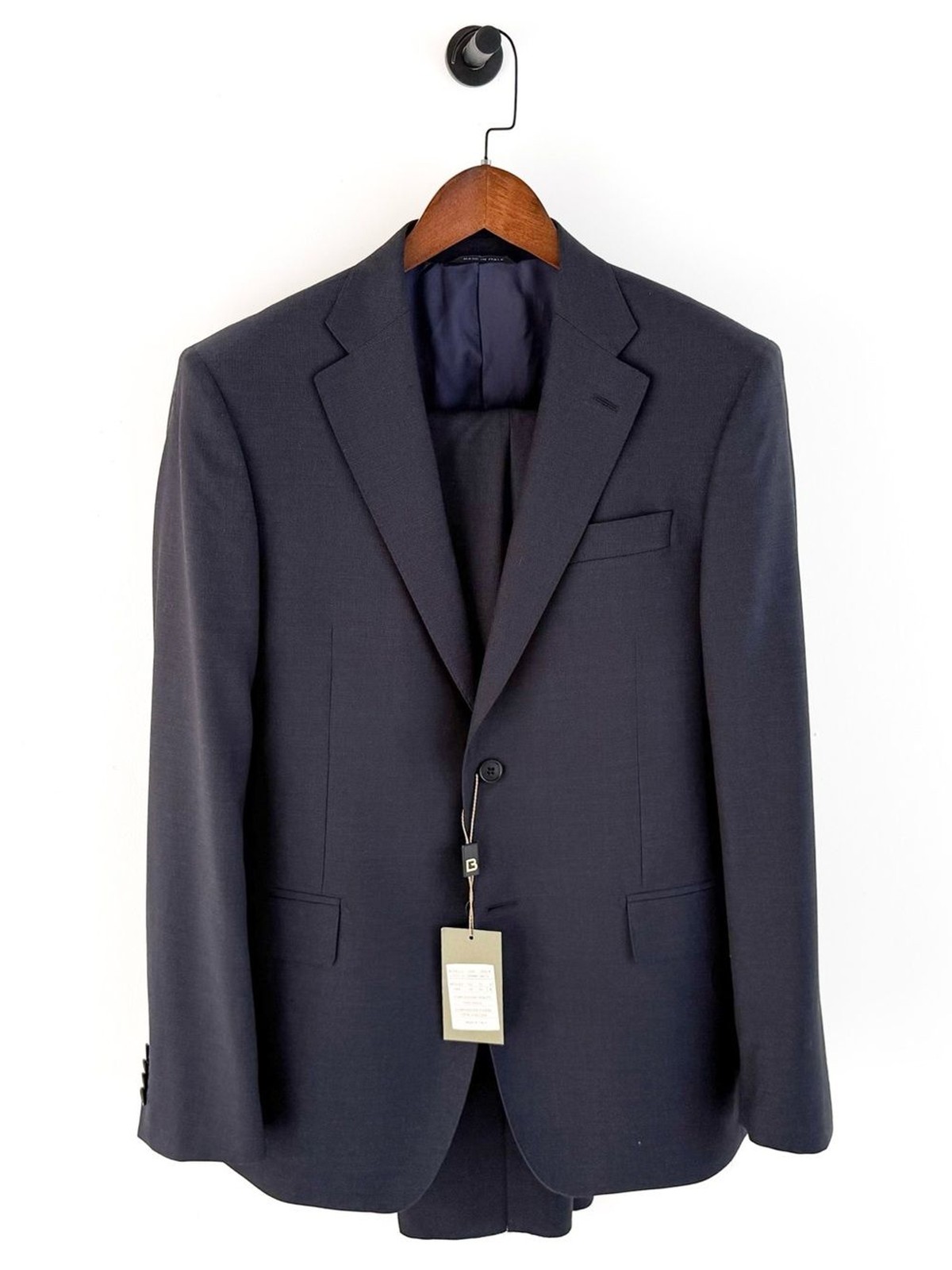 NWT New Luciano Barbera Men\'s Navy Italian Wool Suit Jacket an Pants 40R NWT New Luciano Barbera Men\'s Navy Italian Wool Suit Jacket an Pants 40R