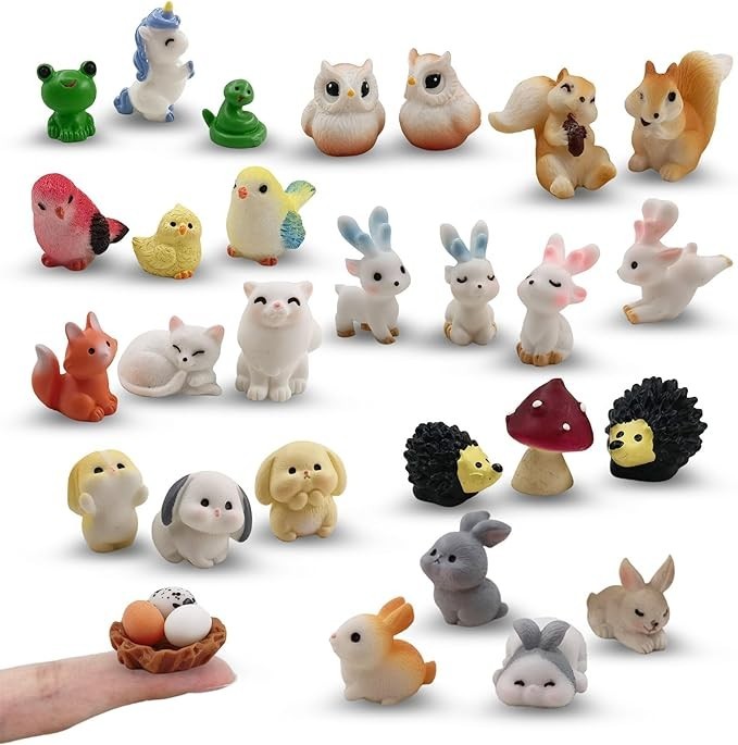 30 Pcs Tiny Resin Animals to Hide Mini Forest Animals Figurines for Miniature... 30 Pcs Tiny Resin Animals to Hide Mini Forest Animals Figurines for Miniature...
