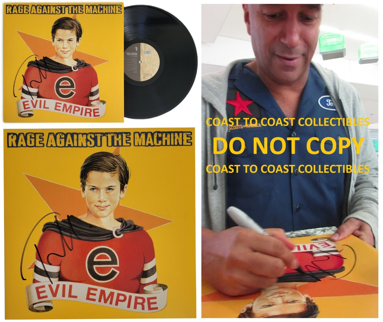Tom Morello Signed Rage Against the Machine Evil Empire Album Proof Auto Vinyl
