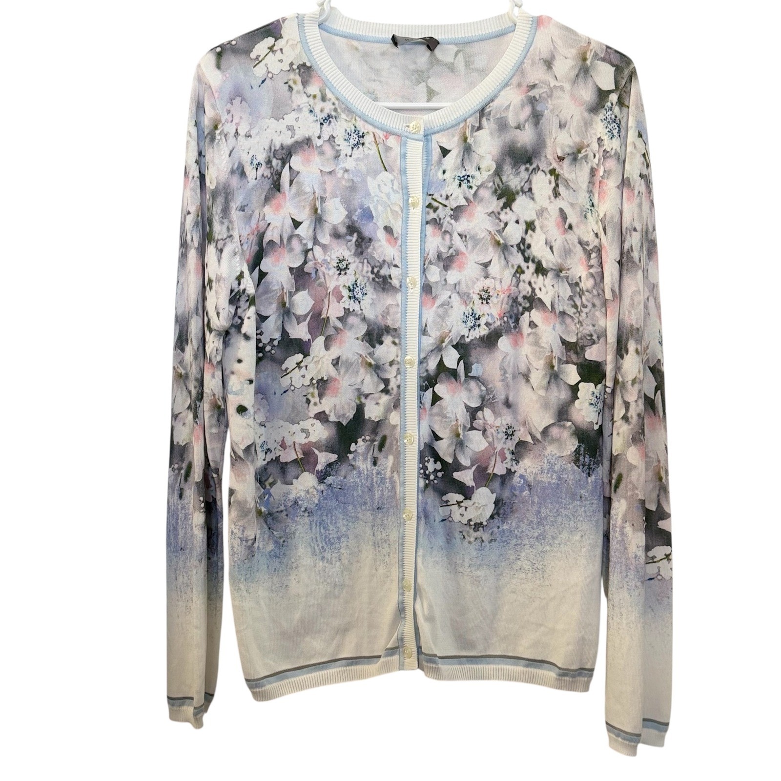 BASLER Floral Print Cardigan Sweater Women\'s Size 38 /US S/M Button Front
